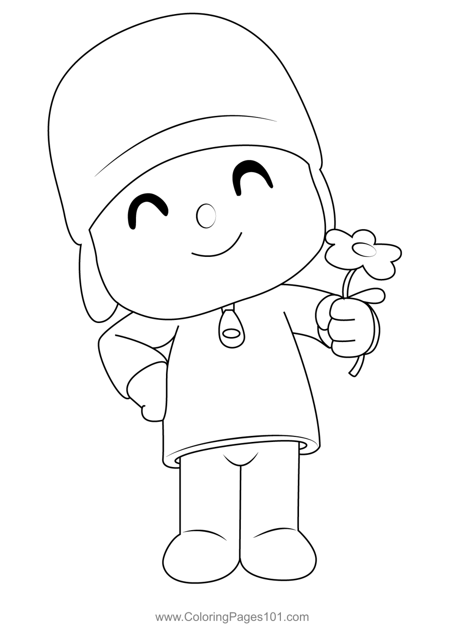 Pocoyo flower coloring page for kids