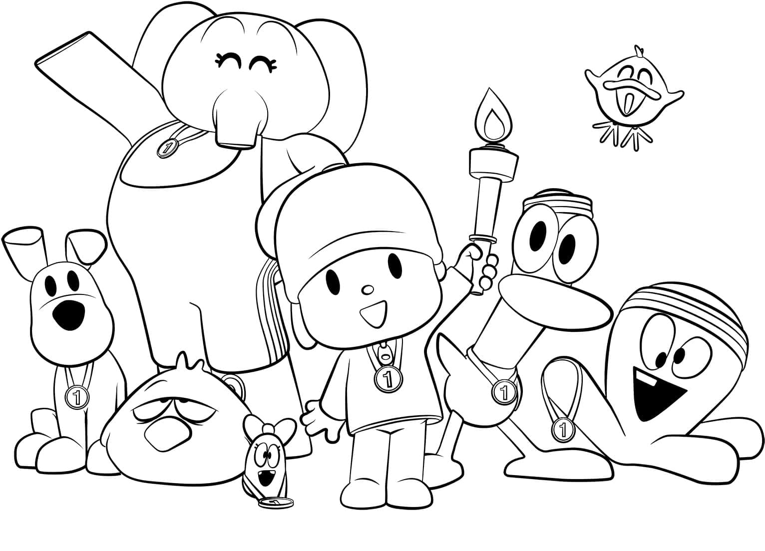 Pocoyo characters coloring page
