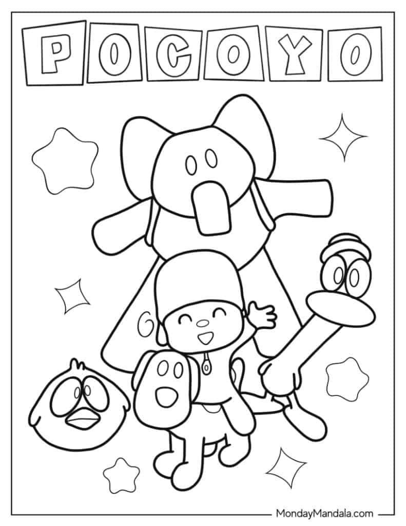 Pocoyo coloring pages free pdf printables