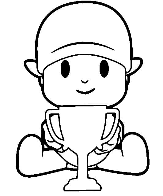 Pocoyo with a trophy coloring page