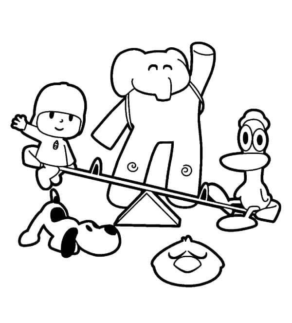 Pocoyo and his friends coloring page