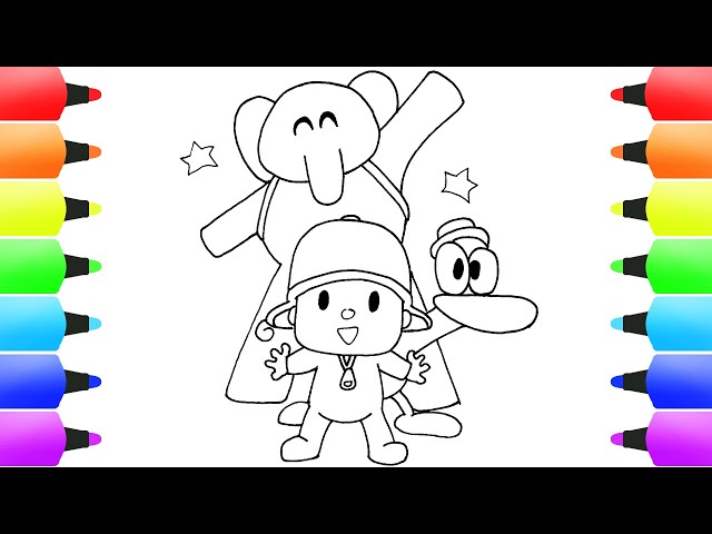 Pocoyo friends drawings for kids easy how to draw pocoyo and his friends coloring pages