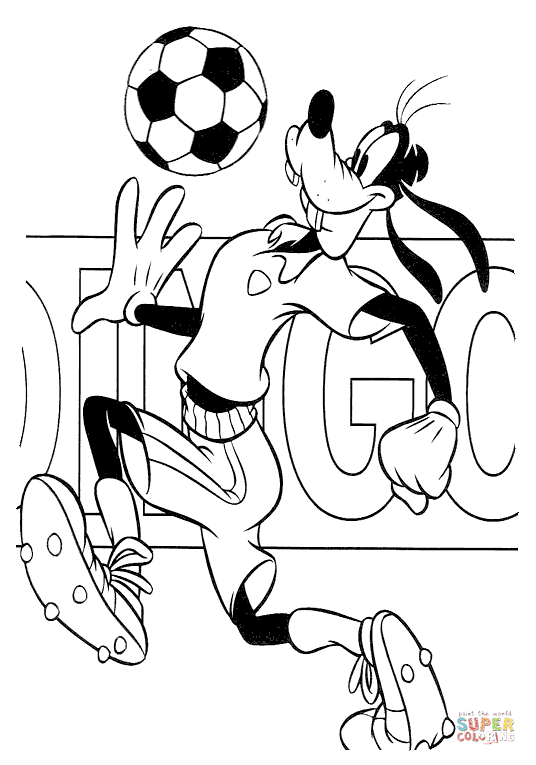 Goofy is playing soccer coloring page free printable coloring pages