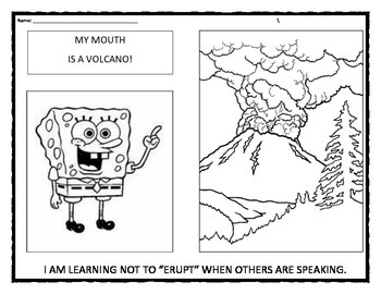 My mouth is a volcano interrupting coloring sheet tpt