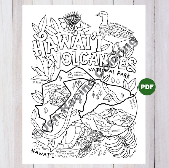 Hawaii volcanoes national park coloring page