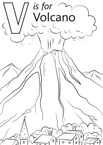 V is for volcano coloring page free printable coloring pages