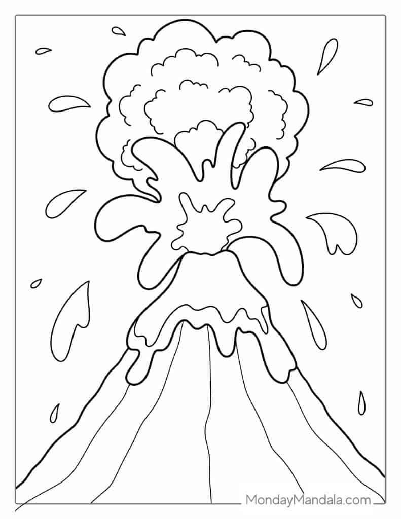 Volcano coloring pages free pdf printables