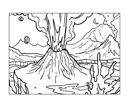 Printable coloring pages coloring pages coloring book pages volcano drawing