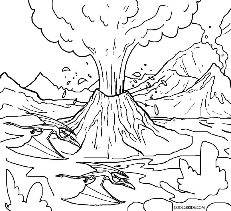 Printable volcano coloring pages for kids