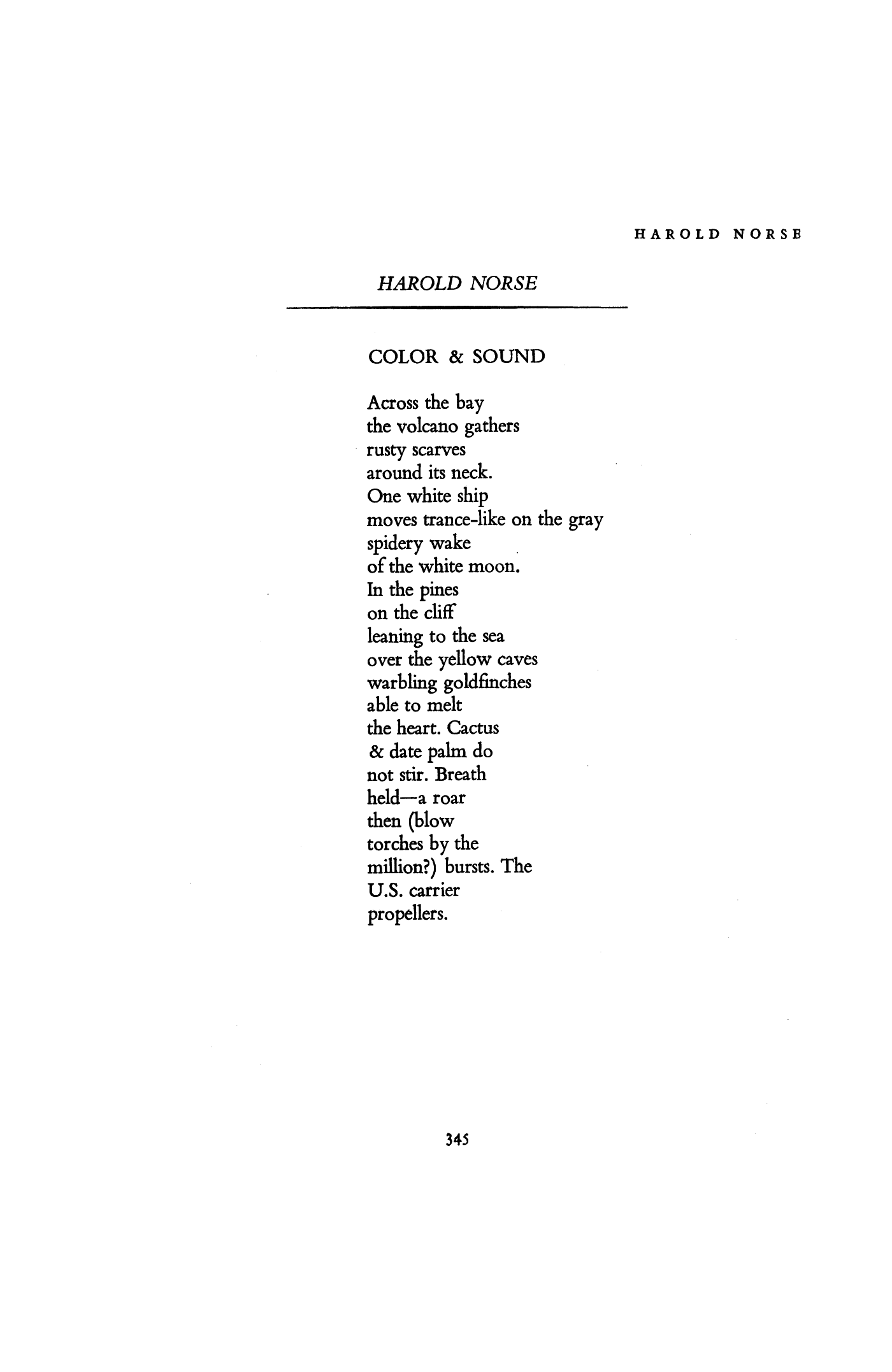 Color sound by harold norse poetry magazine