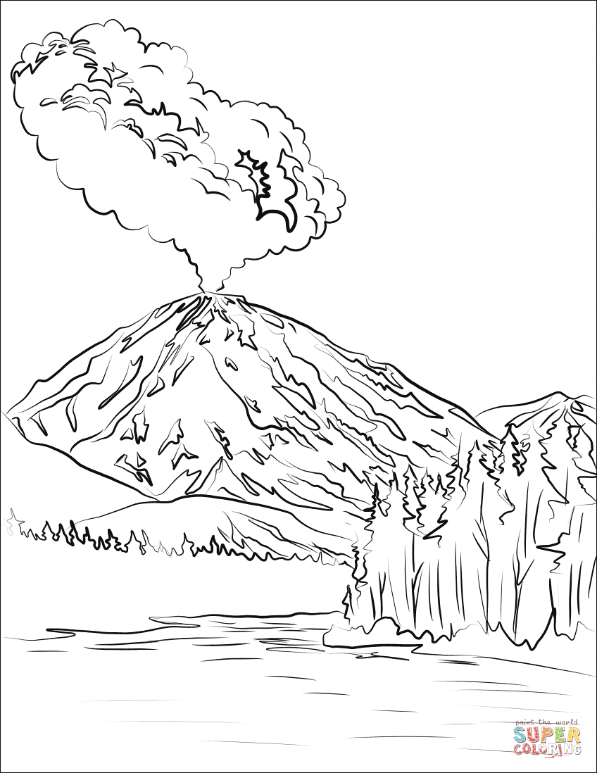 Lassen peak volcano eruption coloring page free printable coloring pages