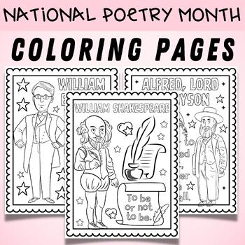 Famous poets coloring pages april national poetry month coloring sheets