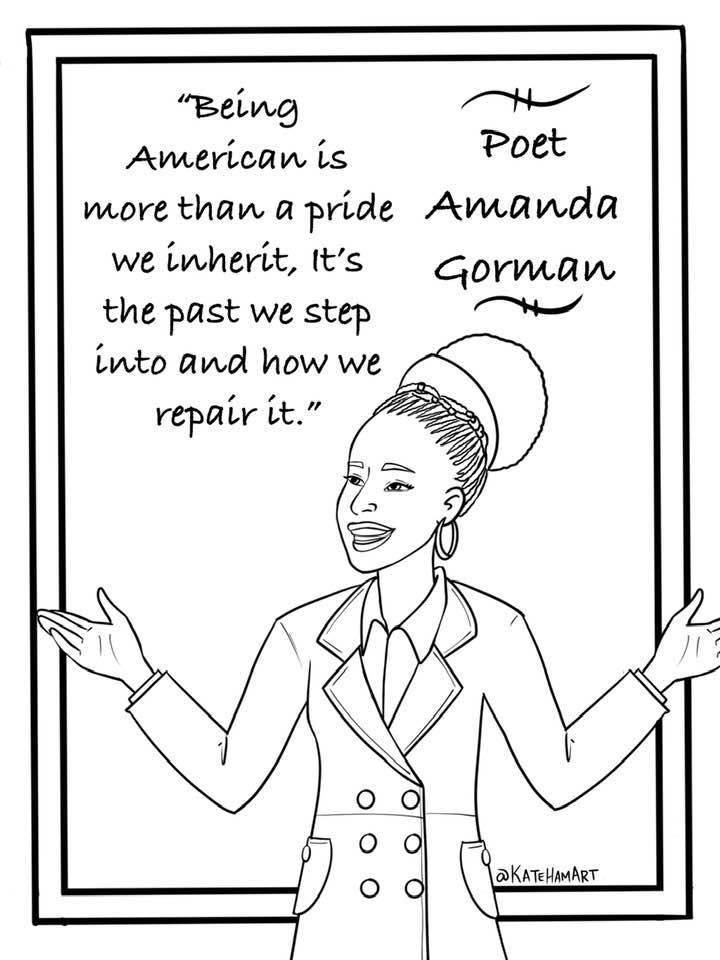 Amanda gorman free printable coloring page