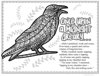 The raven by edgar allan poe poetry coloring pages by tracee orman