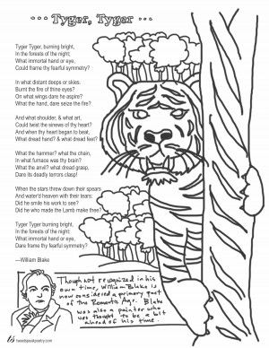 Coloring page poems tyger tyger by william blake