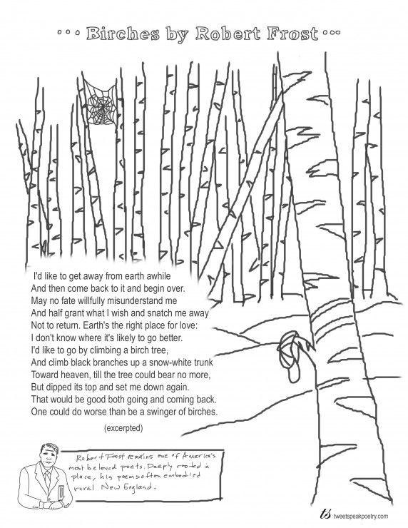 Coloring page poems birches by robert frost