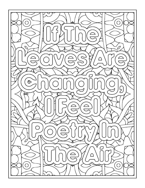 Premium vector fall quotes coloring page for adult coloring book