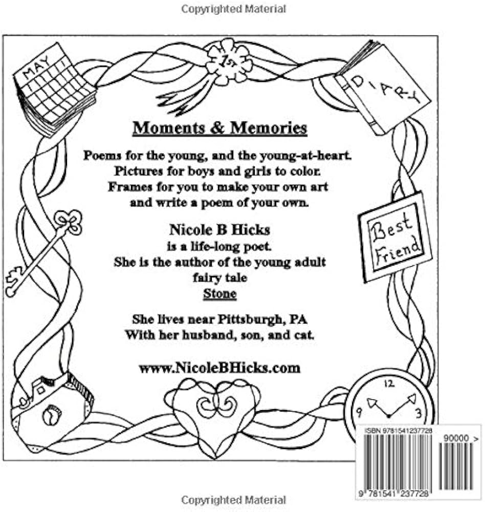 Moments memories poetry coloring pages hicks nicole b hicks nicole b books