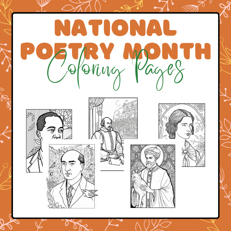 Famous poets coloring pages april national poetry month coloring sheets made by teachers