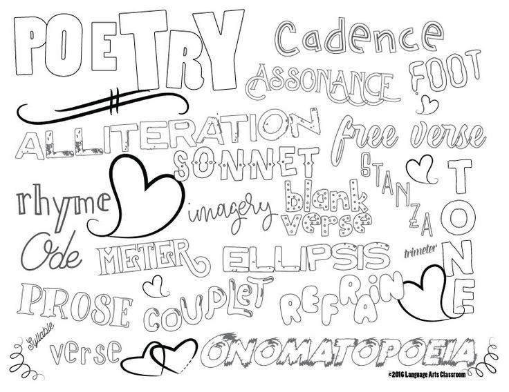 Poetry coloring sheet for literary devices middle school language arts lessons literary devices language arts lesson plans