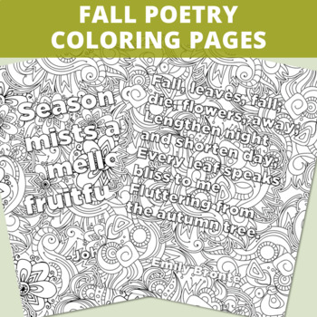 Autumnfall poetry quotes coloring pages by peppermint puzzles tpt