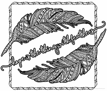 Poetry coloring pages hope is the thing with feathers by emily dickinson