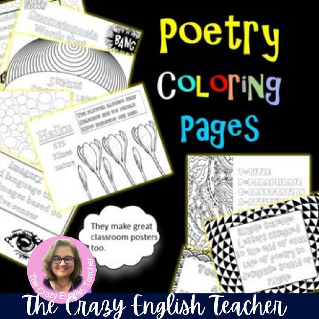 Poetry coloring pages educational printable