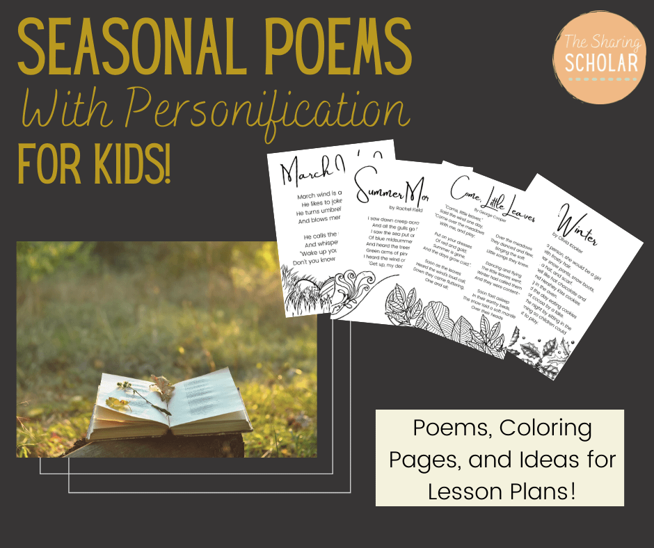 Seasonal poetry coloring pages for kids personification acrostic or haiku rteachingresources