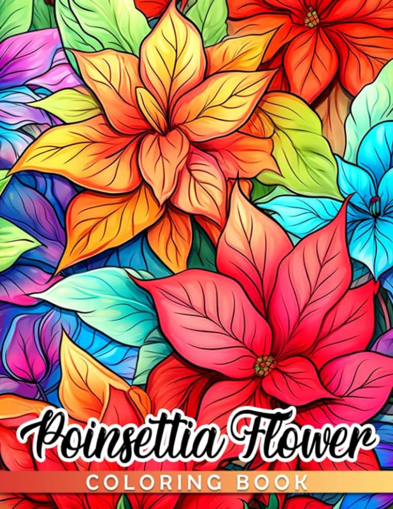 Poinsettia flower coloring book stunning coloring pages featuring difficult details have fun with our designs holden talia books