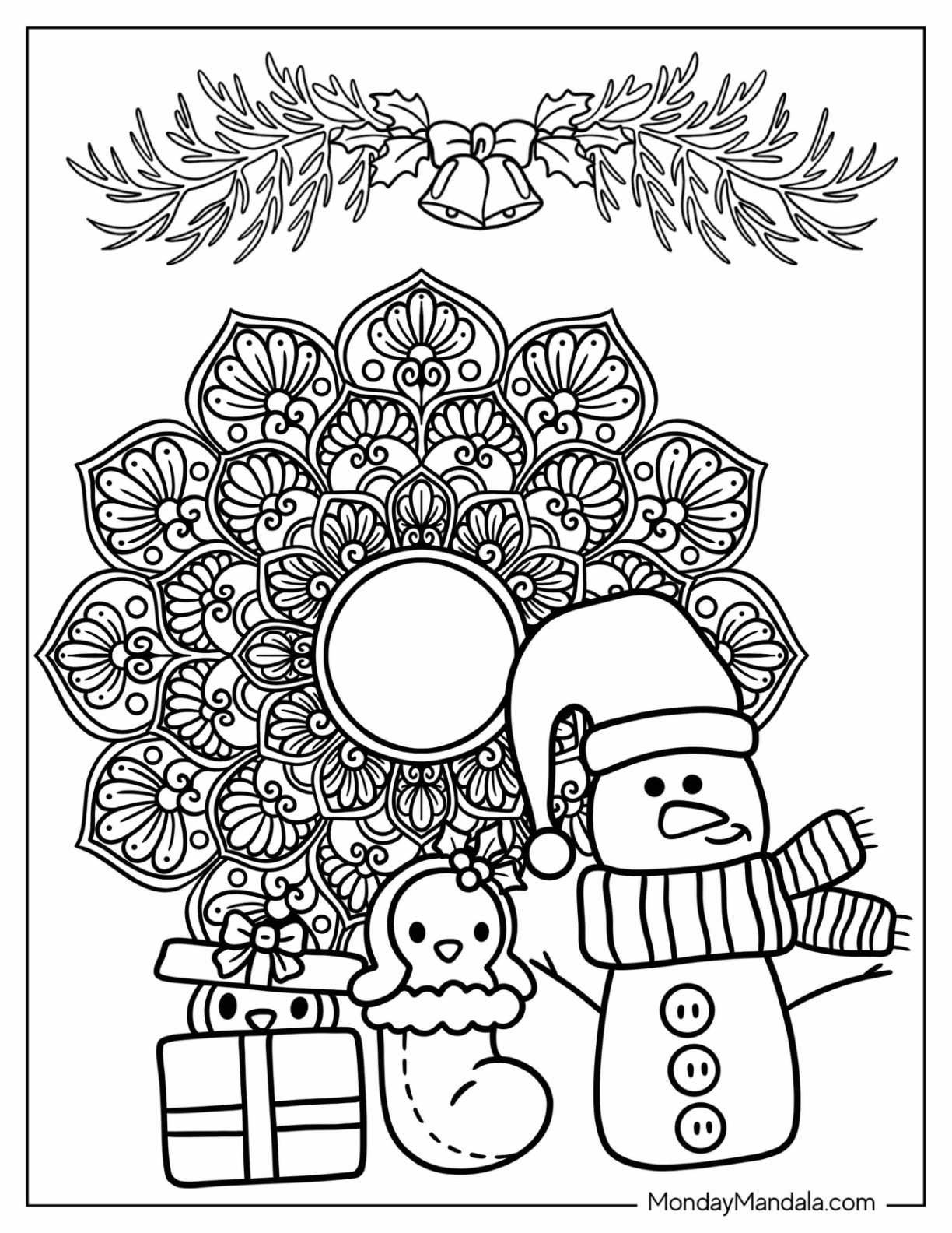 Christmas mandala coloring pages free pdf printables