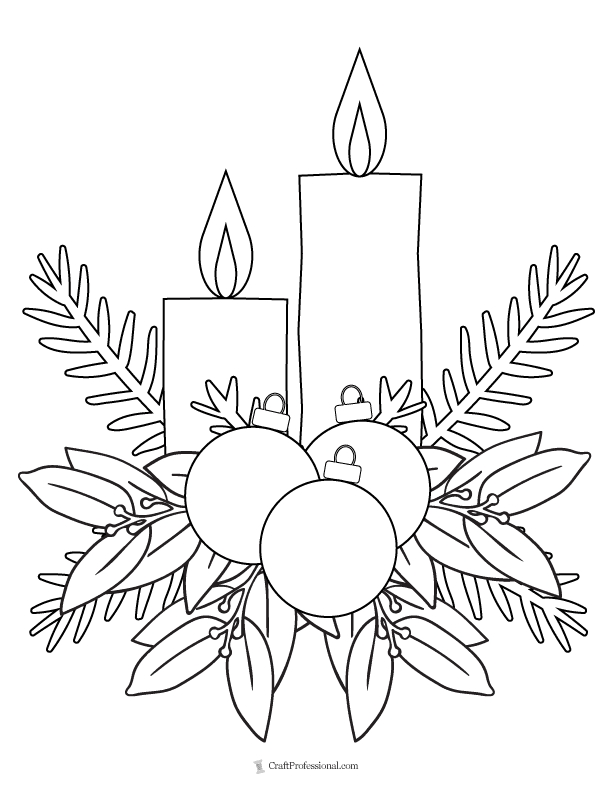 Christmas candle coloring pages free