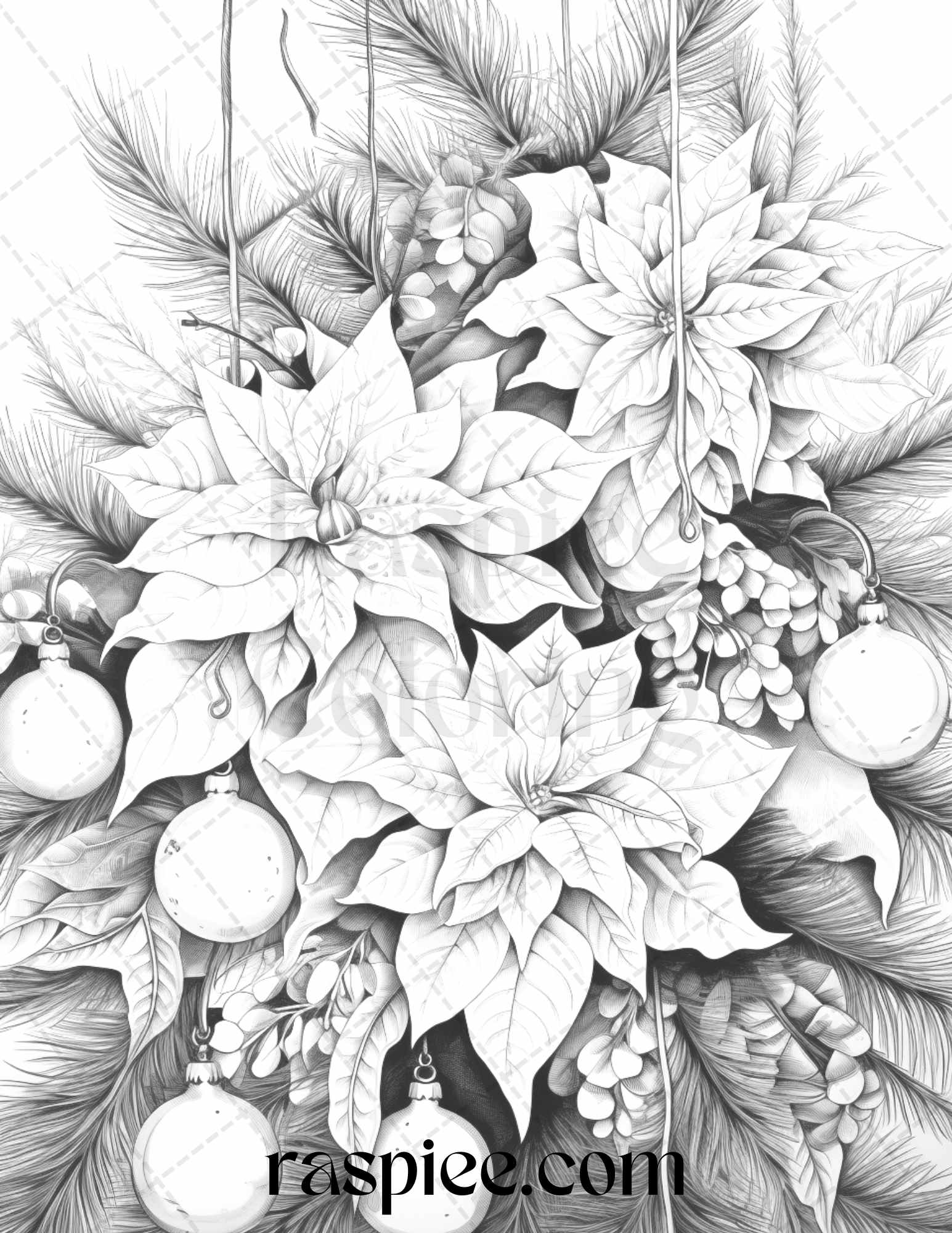 Christmas decoration grayscale coloring pages printable for adults â coloring