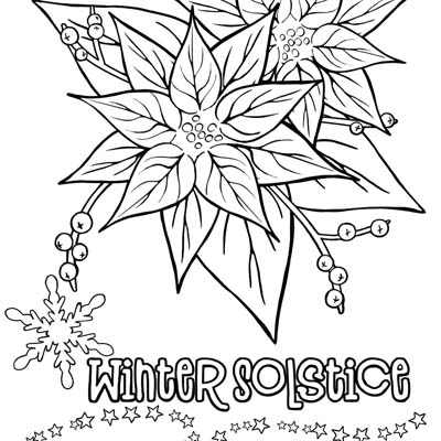 Winter solstice poinsettia coloring page c