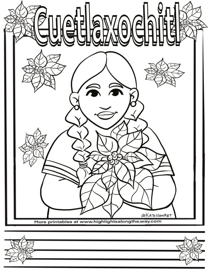 Cuetlaxochitl flower coloring page