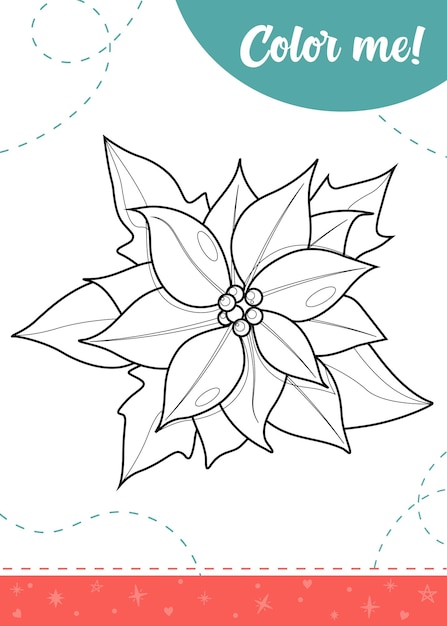 Premium vector coloring page for kids with christmas flower