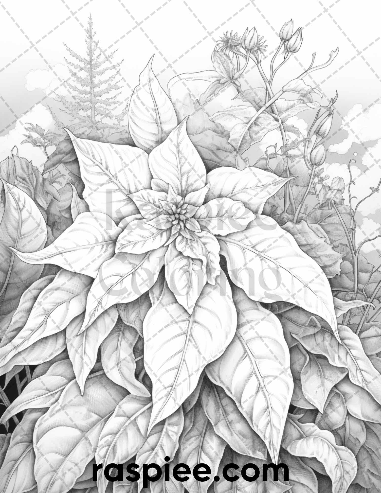 Merry christmas grayscale coloring pages printable for adult holid â coloring