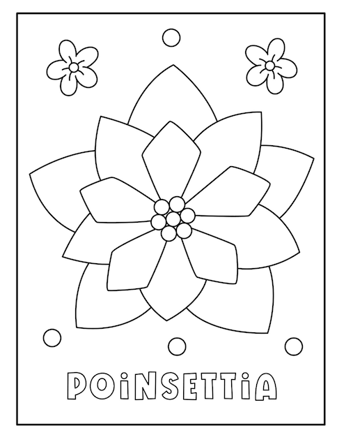 Premium vector christmas poinsettia coloring page for kids