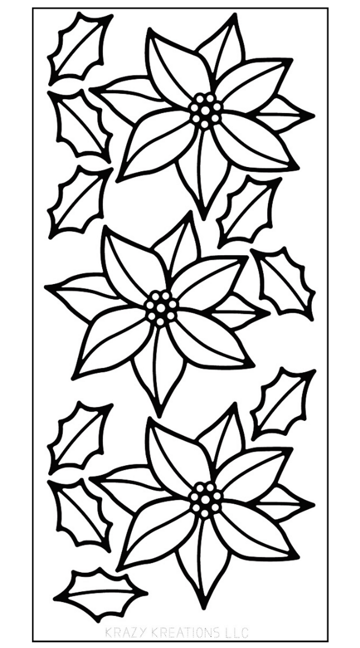 Krazy kreations poinsettia outline sticker