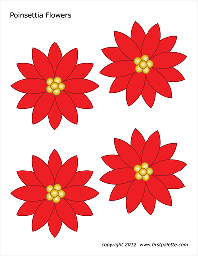 Poinsettia flowers free printable templates coloring pages