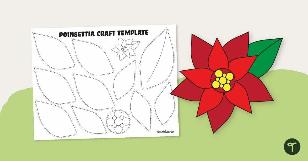 Christmas poinsettia craft template teach starter