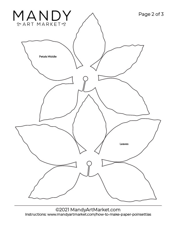 Free cutting template for paper poinsettia flowers tutorial