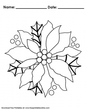 Poinsettia christmas coloring worksheet