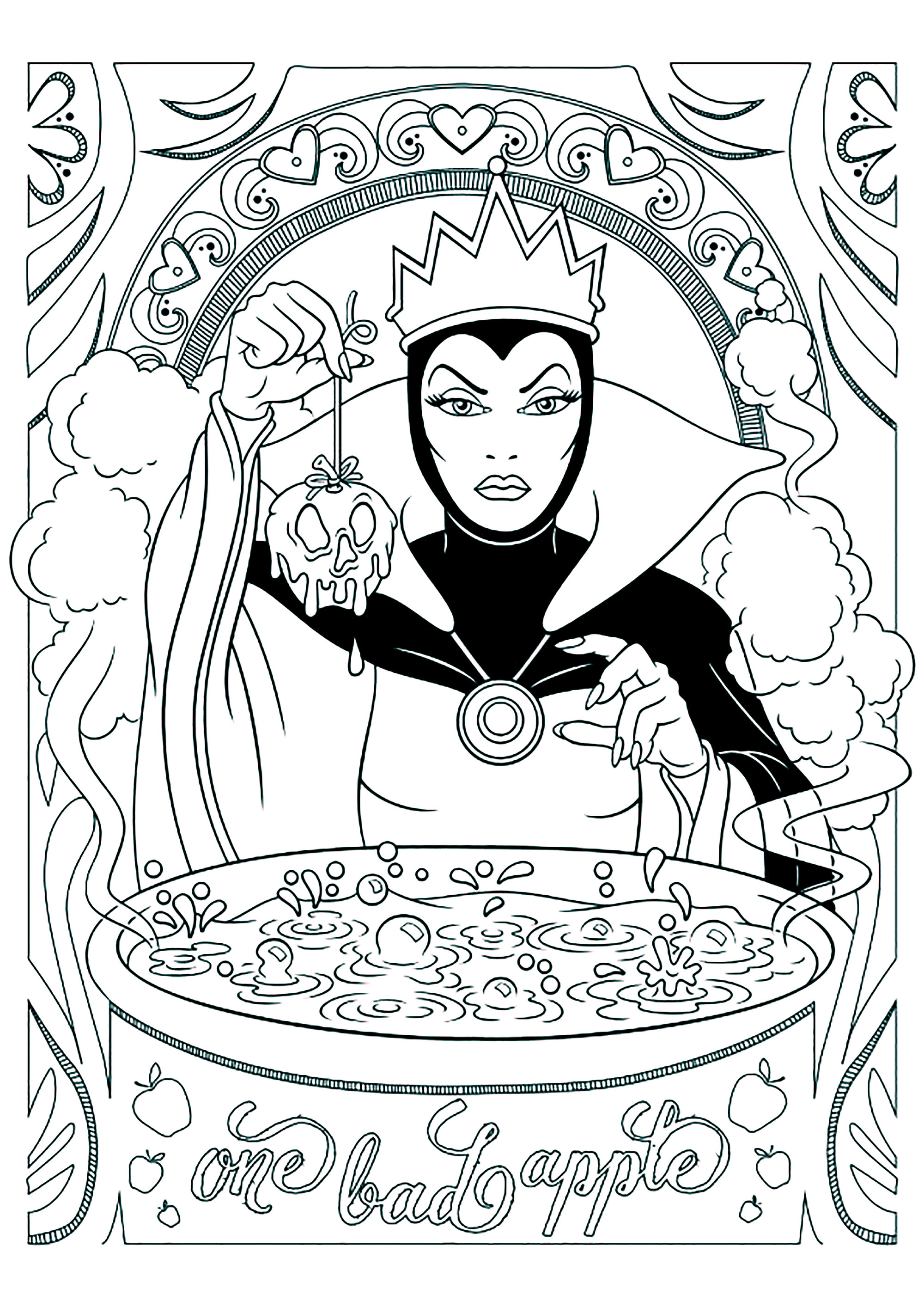 Snow whites evil queen prepares her poison apple
