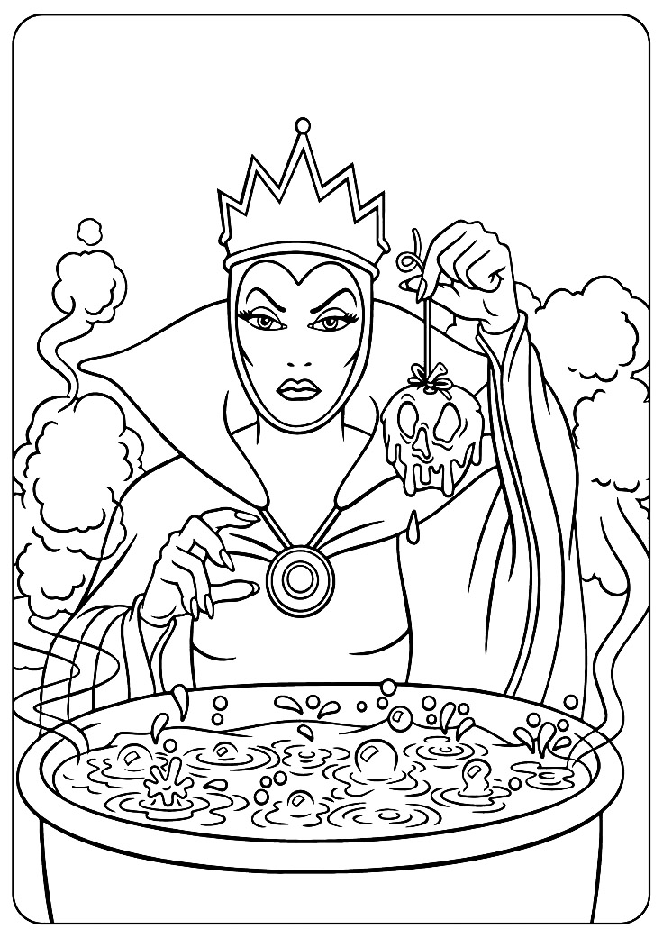 Snow whites evil queen prepares a poisoned apple