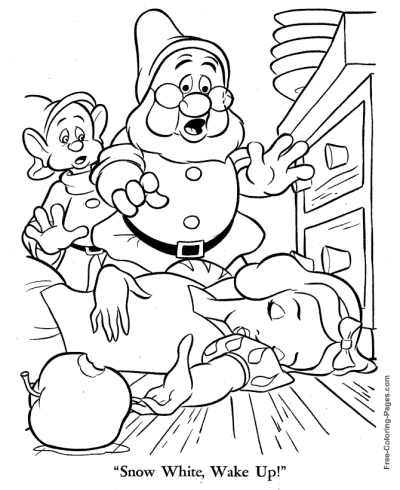 Snow white and the seven dwarfs story coloring pages