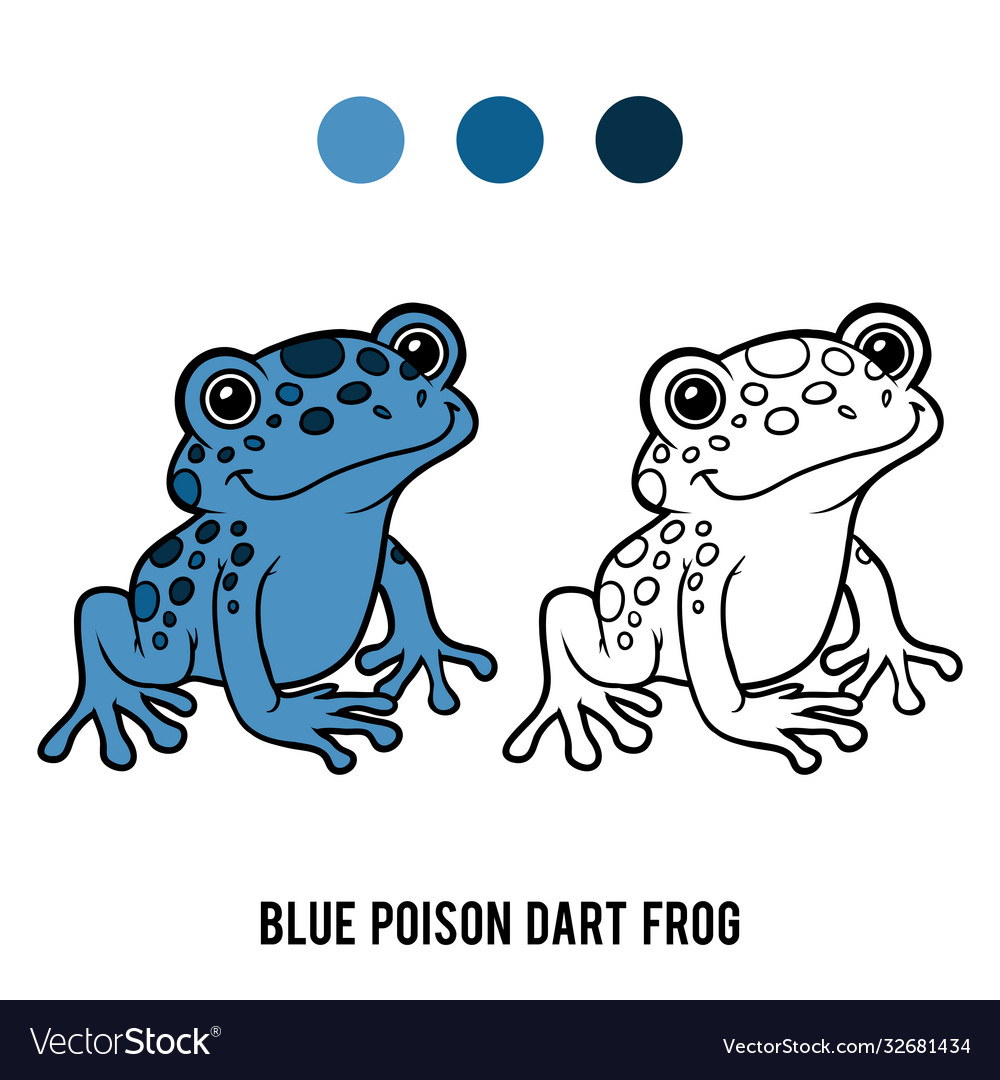 Coloring book blue poison dart frog royalty free vector