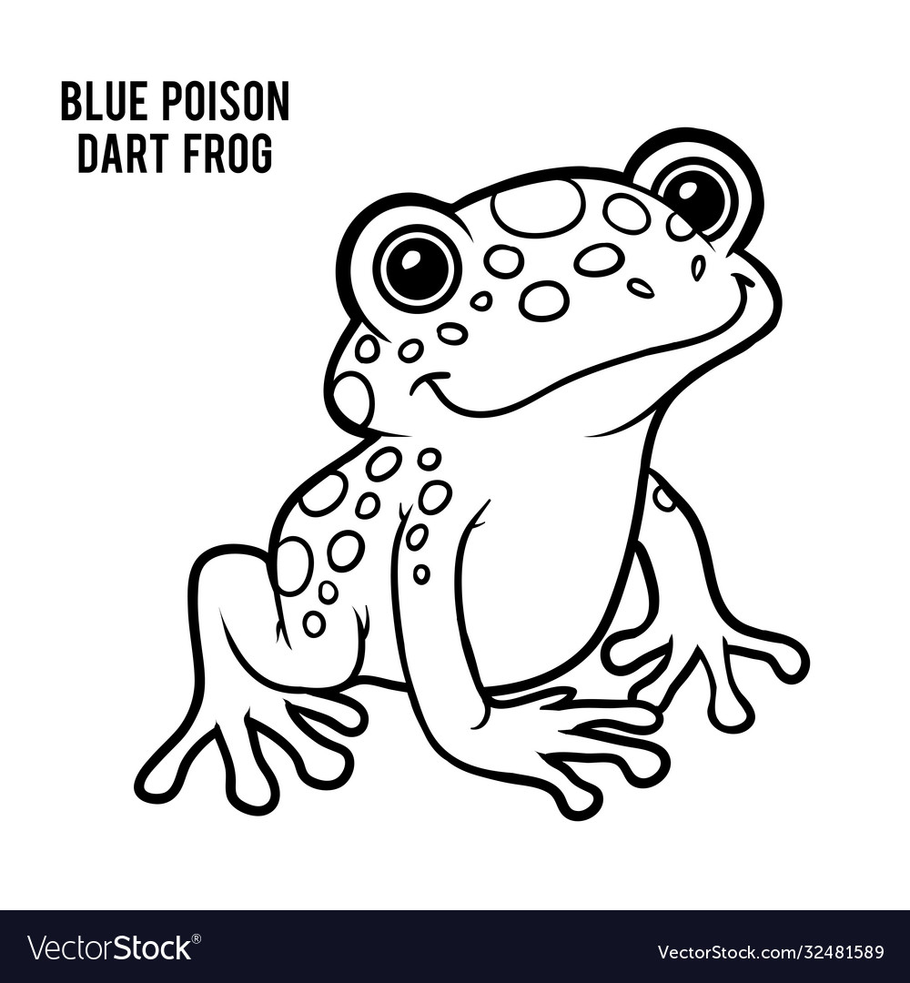 Coloring book blue poison dart frog royalty free vector