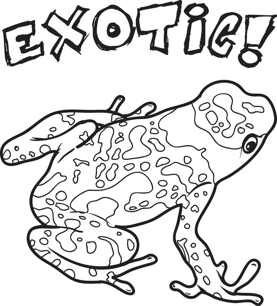 Printable exotic frog coloring page for kids â