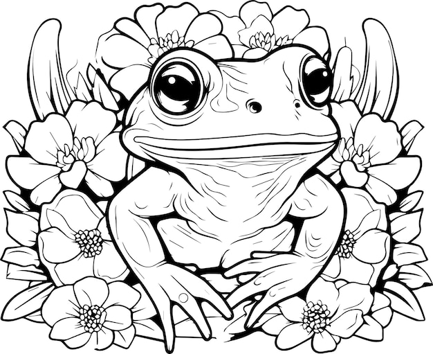 Premium vector frog coloring page