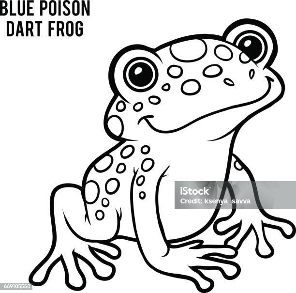 Coloring book blue poison dart frog stock illustration